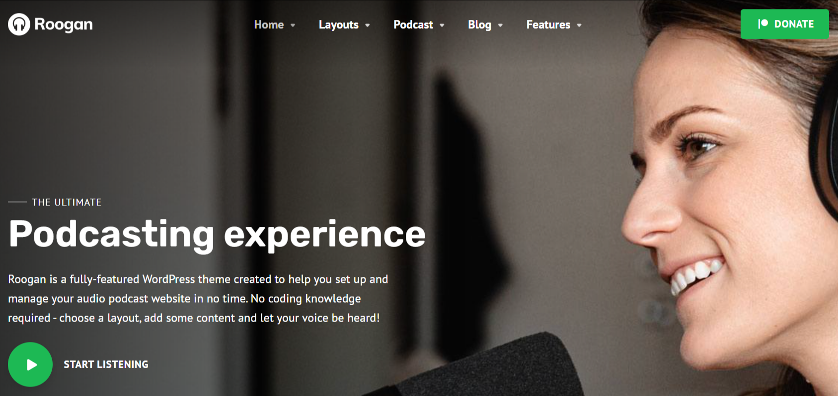 Roogan - Best WordPress Podcast Themes for Podcasters