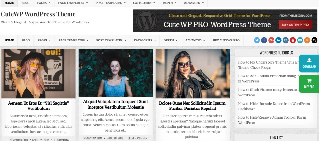 CuteWP - Best Free Gallery WordPress Themes