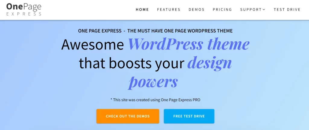 One Page Express - Best Free One Page WordPress Themes