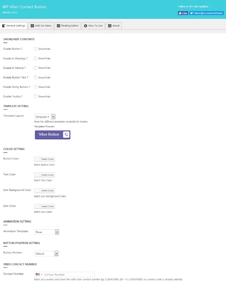General Settings - How to add Viber button on WordPress website