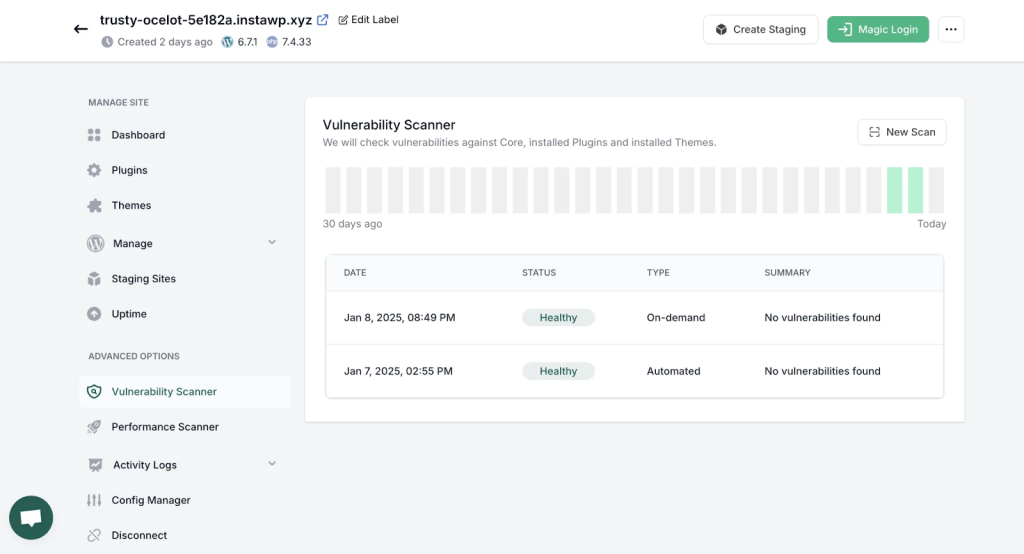 InstaWP Vulnerability Scanner